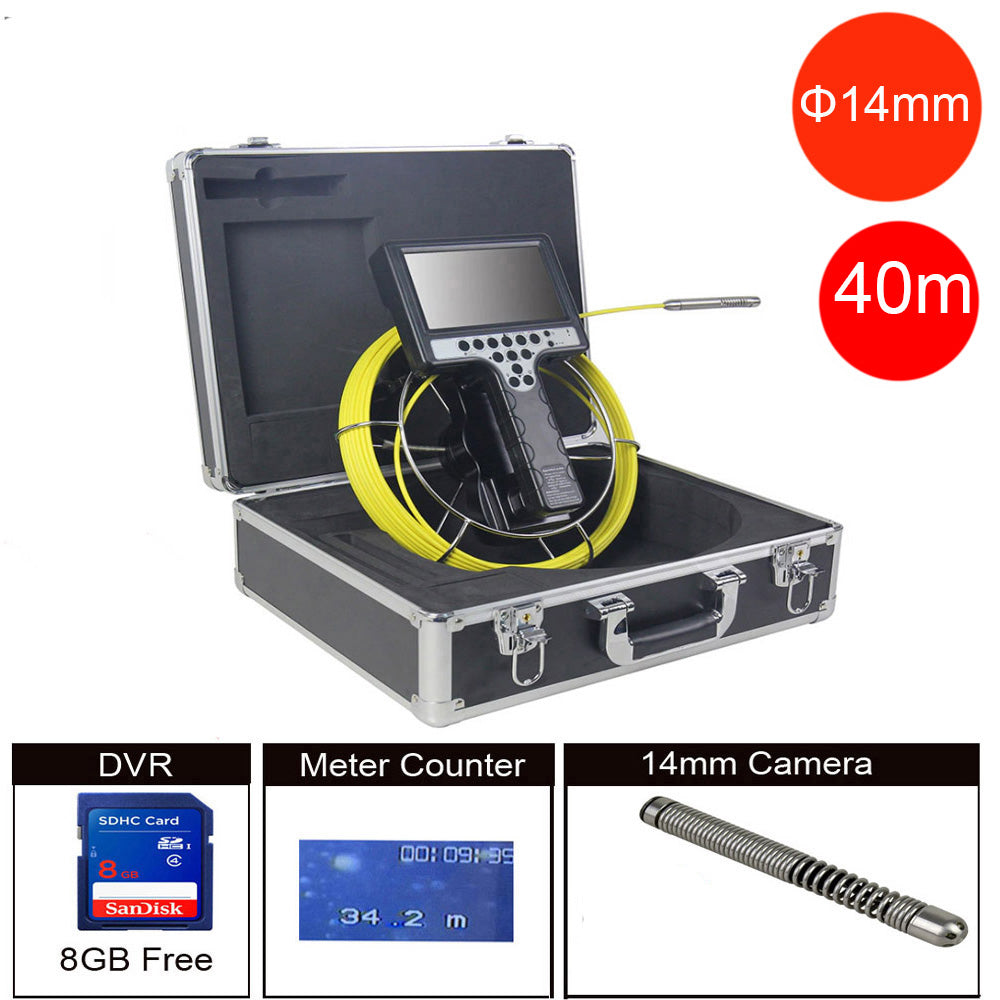 14mm dvr Drain Endoscope Pipe Inspection Camera with meter counter