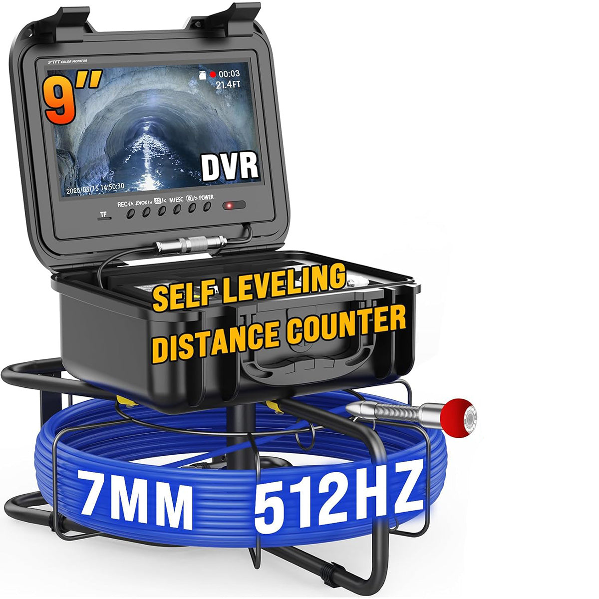 NO TAX WAY 9" IPS Screen Waterproof Pipe Inspection Drain Camera DVR 512Hz Sonde Transmitter Self Leveling Camera