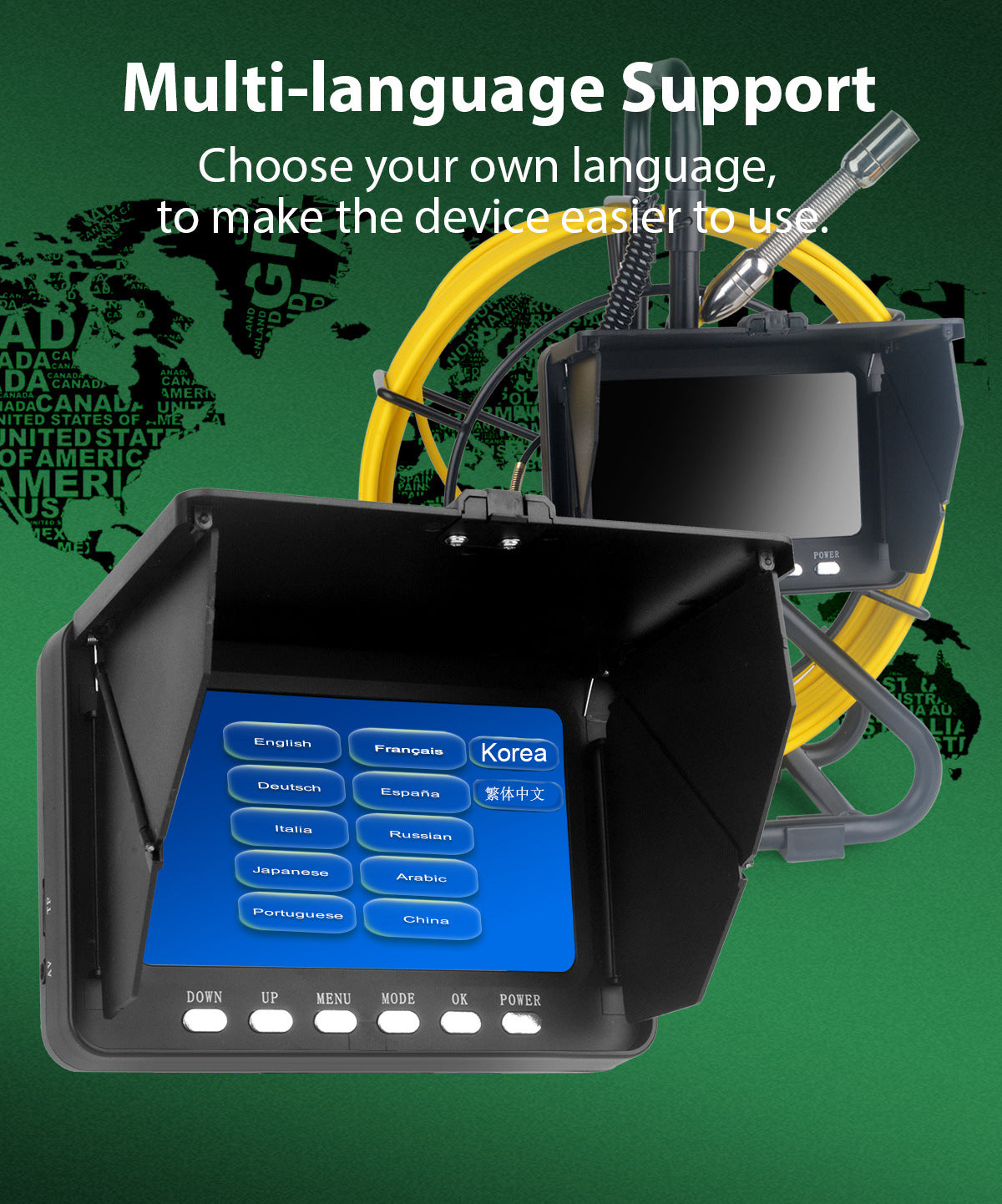 5inch 30m Sewer Camera Wohuole Pipe Inspection Camera with DVR recorder