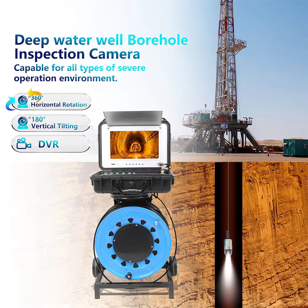 360 Rotation Lens Borehole Camera 200M Deep Well Inspection Camera 2 Mega Pixel Deep Water Camera with DVR