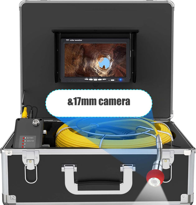 Sewer Camera 17mm Pipe Snake Cam 100ft Sewer Drain Video Inspection Camera with DVR Recorder