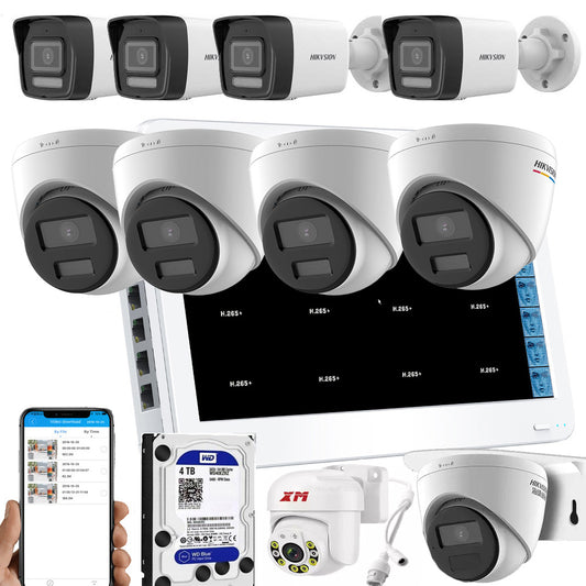 Original hikvision mutil language  4Mpx full color PoE IP bullet IP camera kit with 8ch POE NVR recorder