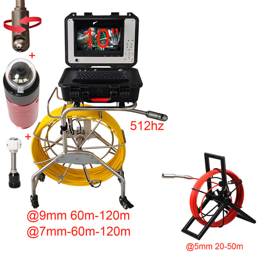 Waterproof Sewer Pan Tilt Camera 10inch LCD Monitor with DVR 2MP 360 Rotation Camera Head Endoscope with Meter Counter
