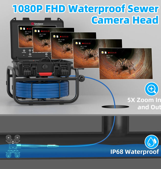 9-Inch Soft Cable Sewer Camera with 512Hz Sonde & Self-leveling | S8951DSRTM68R