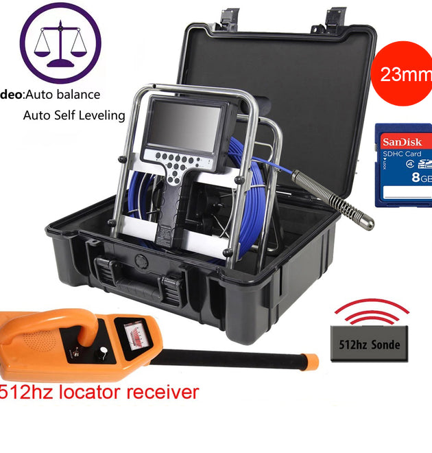 23mm Auto Self Balancing DVR Counter Endoscope Pipe Camera Pipe Inspection Camera with 512hz Sonda Transmitter
