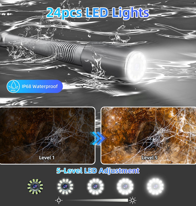 24pcs LED Lights Sewer Camera Super Bright Drain Camera with 9mm Coils | S830ASMKT