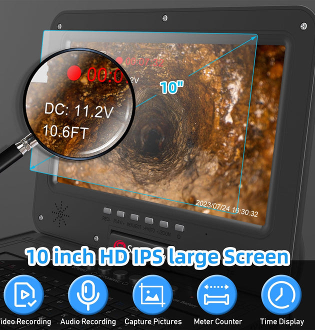 10-inch Large Sewer Camera with 512Hz sonde & Meter Counter | S810ASMKT