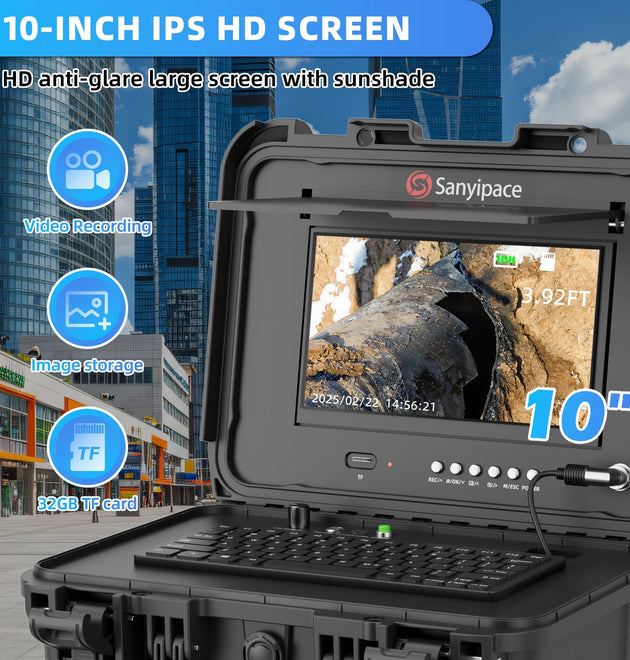 10-inch Sewer Camera with Easy Mobility Pull Handle & Wheels Drain Camera | S510DSRKM