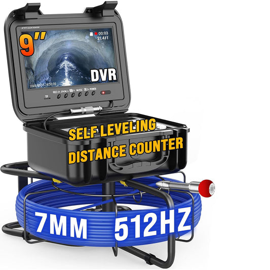 9" IPS Screen Waterproof Pipe Inspection Drain Camera DVR 512Hz Sonde Transmitter Self Leveling Camera