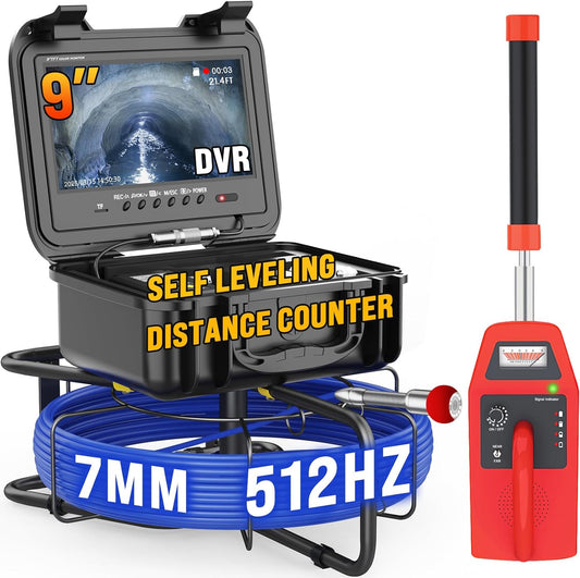 NO TAX WAY 9" IPS Screen Waterproof Pipe Inspection Drain Camera DVR 512Hz Sonde Transmitter Self Leveling Camera