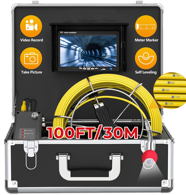 30m DVR Sewer Camera with Meter Marker Drain Sewer Camera for Plumber