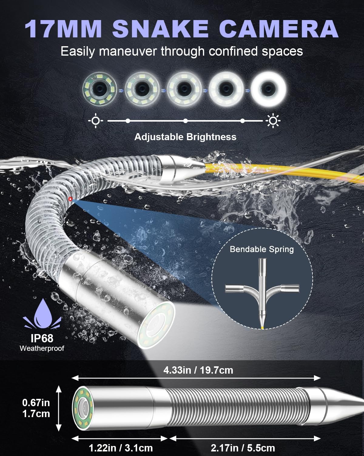 7”Pipe Inspection Camera  Endoscope Camera with DVR Function