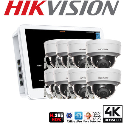 Original hikvision mutil language DS-2CD1143G0-I DS-2CD1043G2-I 4Mpx PoE IP bullet IP camera kit with 8ch POE NVR recorder