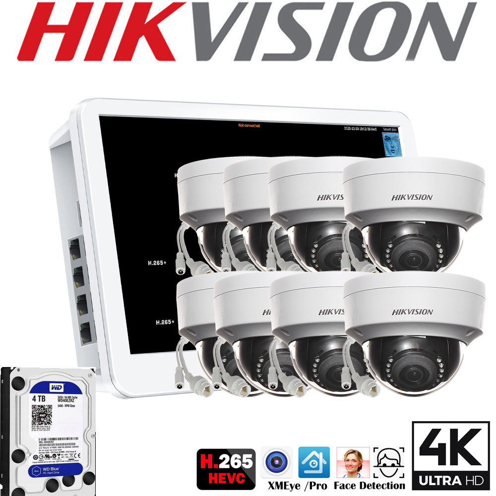Original hikvision mutil language DS-2CD1143G0-I DS-2CD1043G2-I 4Mpx PoE IP bullet IP camera kit with 8ch POE NVR recorder
