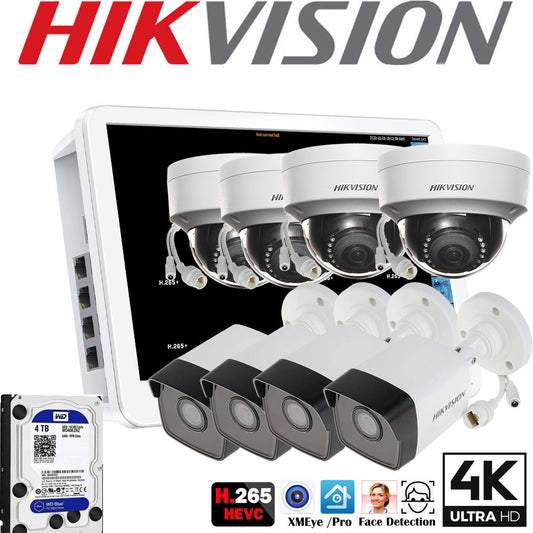 Original hikvision mutil language DS-2CD1143G0-I DS-2CD1043G2-I 4Mpx PoE IP bullet IP camera kit with 8ch POE NVR recorder