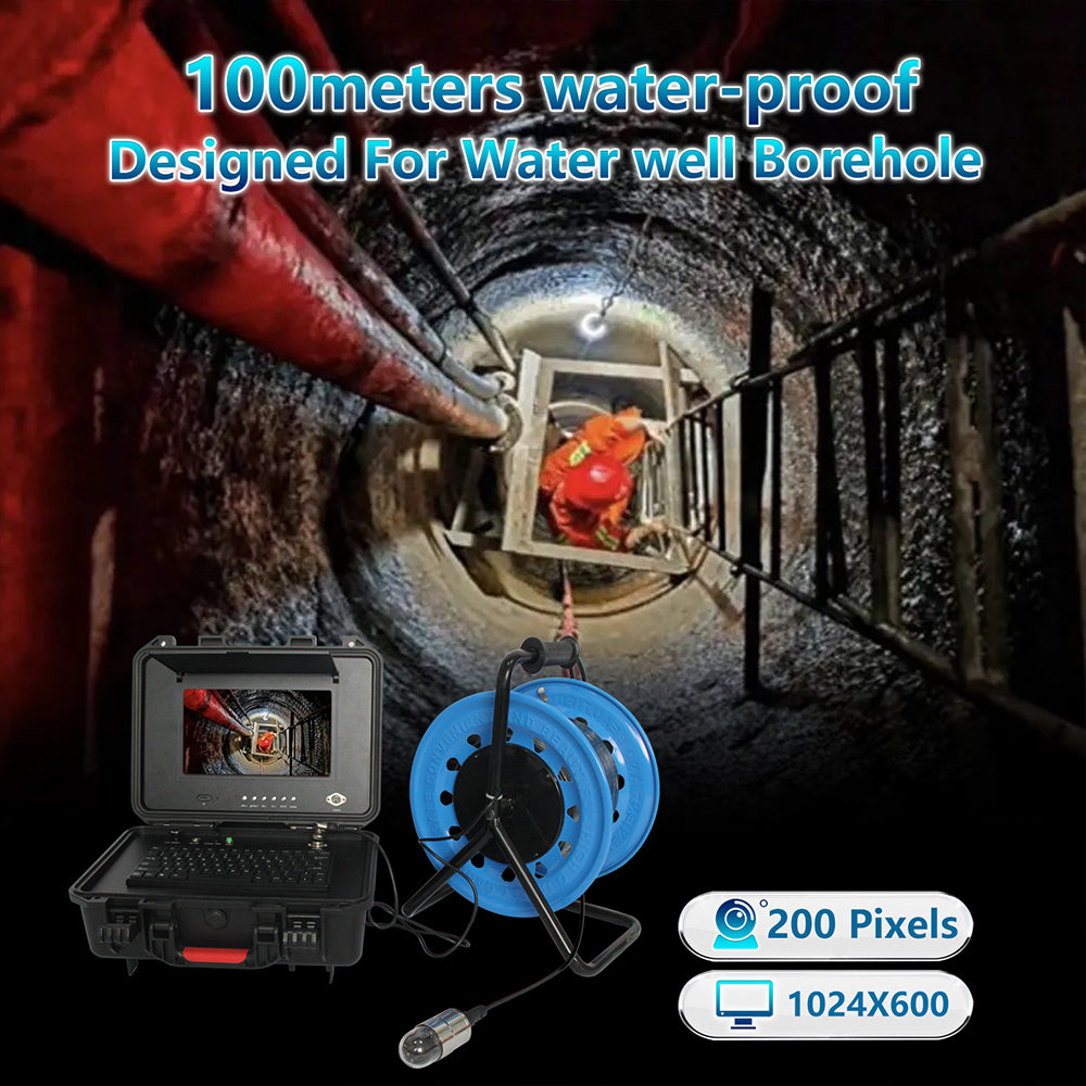 360 Rotation Lens Borehole Camera 200M Deep Well Inspection Camera 2 Mega Pixel Deep Water Camera with DVR