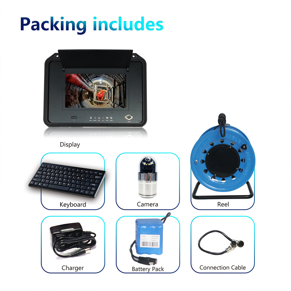 Pan Tilt 360 Degree Rotation Deep Well Camera 100m PTZ 2MP Lens Underwater Inspection Camera