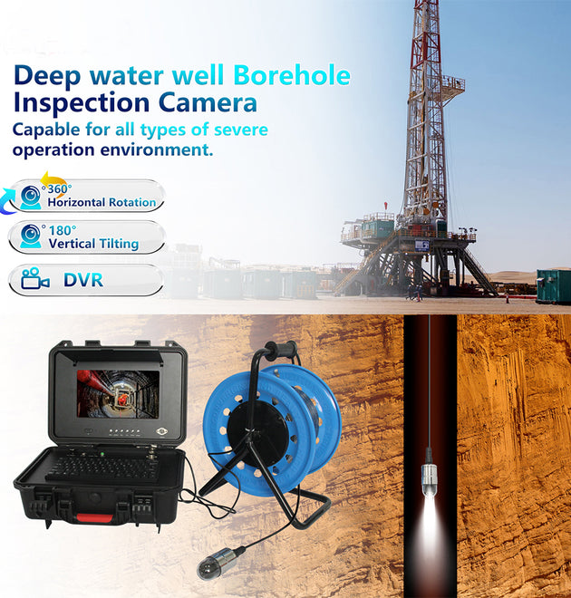 Pan Tilt 360 Degree Rotation Deep Well Camera 100m PTZ 2MP Lens Underwater Inspection Camera