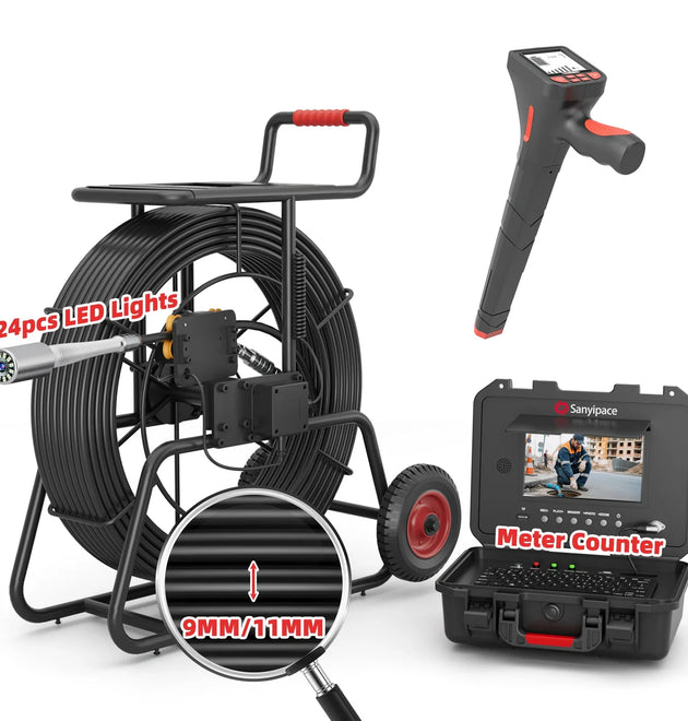 Sewer Camera 24pcs LED Lights Super Bright Drain Camera with 9mm/11mm Coils | S870DSTKM