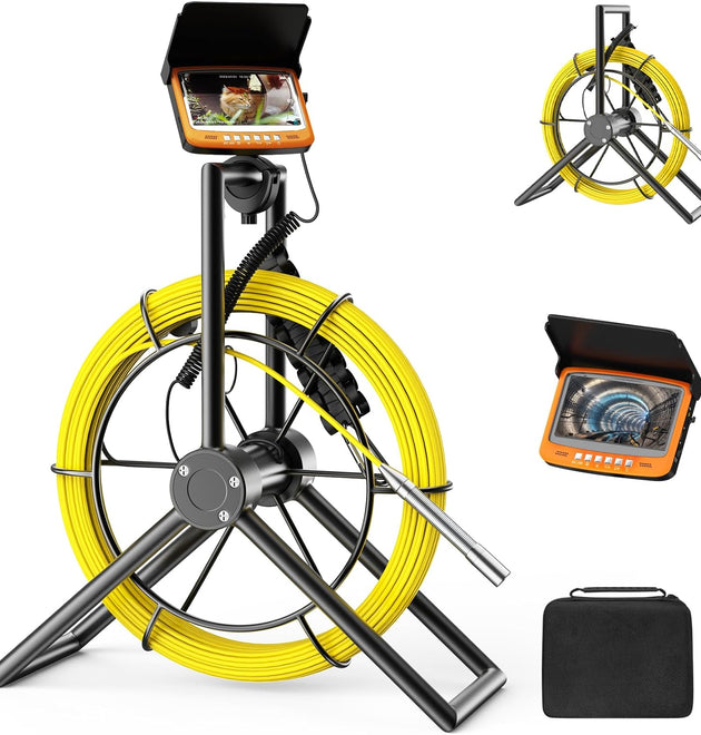 4.3inch 40mSewer Camera HD820P with DVR-32GB, (0.67in) Plumbing Drain Camera